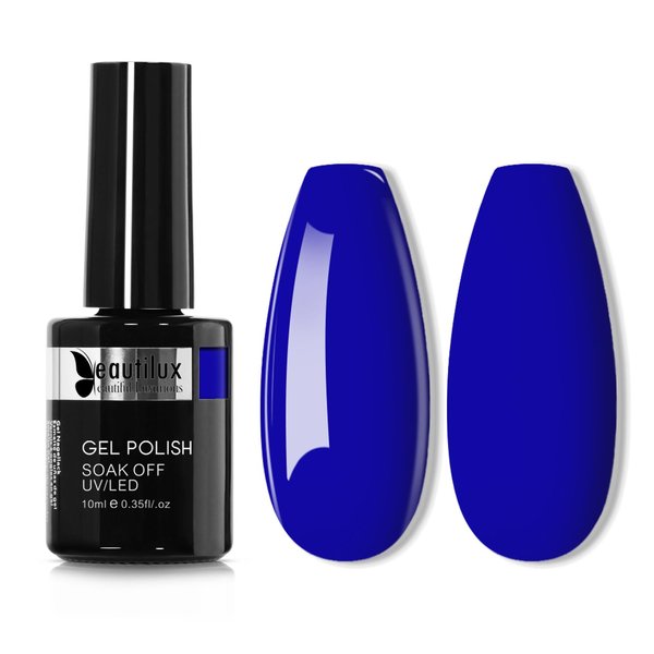 beautilux Royal Blue Gel Nail Polish, 1Pcs Dark Cobalt Blue Color Gel Polish High Gloss Manicure Salon at Home for Women (10ML)