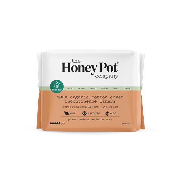 The Honey Pot Company - Herbal Panty Liners for Women - Incontinence Organic Panty Liners w/Wings - Infused w/Essential Oils for Cooling Effect - Postpartum Essentials - Feminine Care - FSA - 20ct