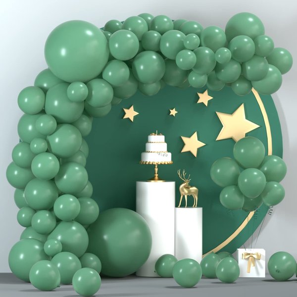 TUPARKA Sage Green Balloons 102 Pcs Green Balloons Garland Arch Kit 18 12 10 5 Inches Party Balloons for Baby Shower Birthday Wedding Bridal Shower Party Decor