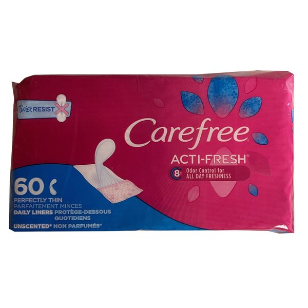 Carefree Acti-Fresh Body Shape Pantiliners Thin to Go Unscented - 60 Liners, Pack of 3