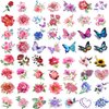 56 Sheets Flowers Temporary Tattoos 3D Small Butterfly Stickers Waterproof Fake Tattoos for Women Girls