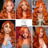 30 Inch Ginger Lace Front Wigs Human Hair 180% Density Ginger Orange Body Wave Wigs Human Hair Pre Plucked with Baby Hair Orange 13x4 HD Lace Front Wigs Glueless Wigs Human Hair for Black Women
