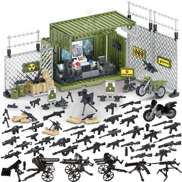 ENHANA WW2 Building Block Army Military Toy 4 Military Figures and Armor Toy Thunder Containers Command Operations Building Brick Toy Battle Sets for Kids