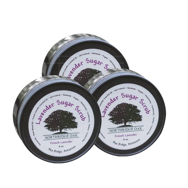 Northridge Oak - Lavender Sugar Scrub - 3 Pack Lavender Body Scrub - Made with 100% Pure Lavender Essential Oil - Exfoliating & Hydrating