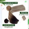 Weft Hair Extensions Human Hair, 16 inch 100g Sew in Hair Extension Real Human Hair, Balayage Ash Brown to Blonde Highlights Remy Human Hair Extensions, Hand Tied Weft Hair Extensions