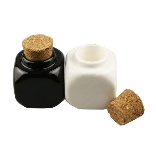 Porcelain Material Nail Art Acrylic Glass Dappen Dish Powder Liquid Bowl Holder Container With Soft Wooden Lid Nail Art Accessories (black&white)