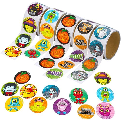 ArtCreativity Halloween Roll Stickers Assortment for Kids, 5 Rolls with Over 500 Stickers, Best for Halloween Party Favors, Treats, Décor, Classroom Crafts, Goodie Bags, Scrapbook for Boys and Girls