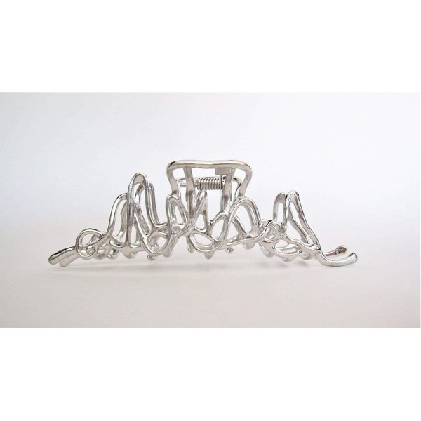 Generic Medium silver metal swirly wavy hair claw clip for medium fine hair