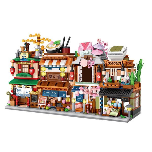 LOZ M6604 Mini Blocks Japanese Street View House Building Block Kit,1608 Pieces MOC Construction Creative Japan Architecture Model Set, Awesome Building Toys Gift for Kids and Adults