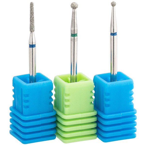 OIIKI 3PCS Diamond Nail Drill Bit, Cuticle Clean Carbide Nail Rotary Burrs, Pedicure Nail Art Tools, for Electric Nail File Machine