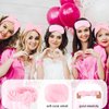 WHAVEL 18 Pcs Sleepover Party Supplies for Girls - Pink Party Favors Include 6 Spa Headband, 6 Silk Eye Mask and 6 Velvet Scrunchies for Spa Birthday, Bachelorette Party, Slumber Wedding (Pink)