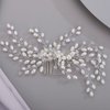 BERYUAN Bridal Hair Comb for Bride Bridesmaid Pearls Beads Hair Comb SILVER