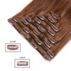 Real Clip in Hair Extensions Light Brown 8 Pieces - Premium Womens Straight Double Weft Thick Remy Hair Extensions Clip in on Human Hair for Long Hair (16" / 16 inch, #6, 102 grams/3.6 Oz )