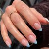 30 PCS Sky Blue French Tip Press on Nails Almond Short,SXVME Fake Nails Glue on Nails Medium Short,Gel Nails Static Nails,Acrylic Nails Press ons Medium,Short False Nails Stick on Nails for Women