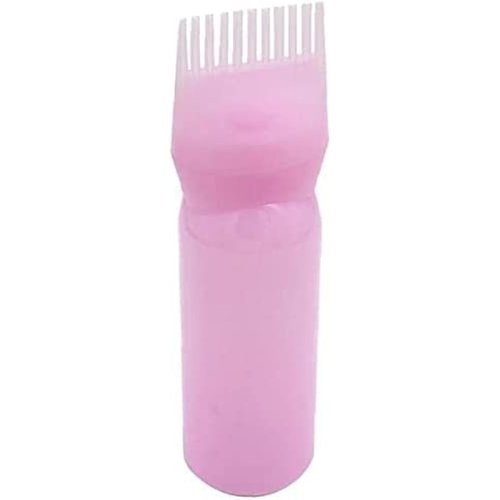 Meikakka Root Comb Applicator Bottle, Hair Oil Applicator,Nice and Professional 120ml Hair dye Bottle applicator with Graduated Scale Brush Root Comb applicator Bottle Comb die Hair Color Pink