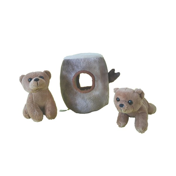 YOHAKI Interactive Dog Toys Stuffed Animals for Small Dogs Boy & Girl Baby Toddlers Kawaii Cute Plushies Personalized First Birthday Gifts Farm Animals Puzzle Toys Halloween (Stump and 2 Bears)