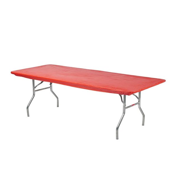 Kwik-Covers 6' Rectangle Plastic Table Covers 30" x 72", Bundle of 5 (Red)