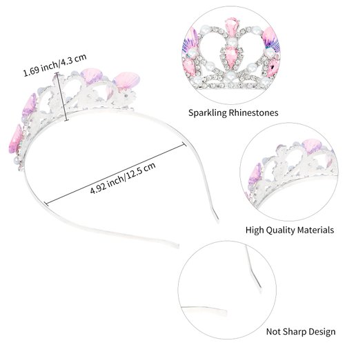 Araluky Mermaid Crown for Girls Mermaid Headband for Little Mermaid Party Decorations Ariel Birthday Party Supplies - P1nk