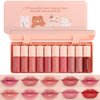 Alisesun 10 Colors Lip Tint Stain Set, Korean Plumping Lip Gloss Watery Lip Stain, Multi-use for Mini Liquid Lipstick & Cheek Tint Long Lasting Vivid Color # 03