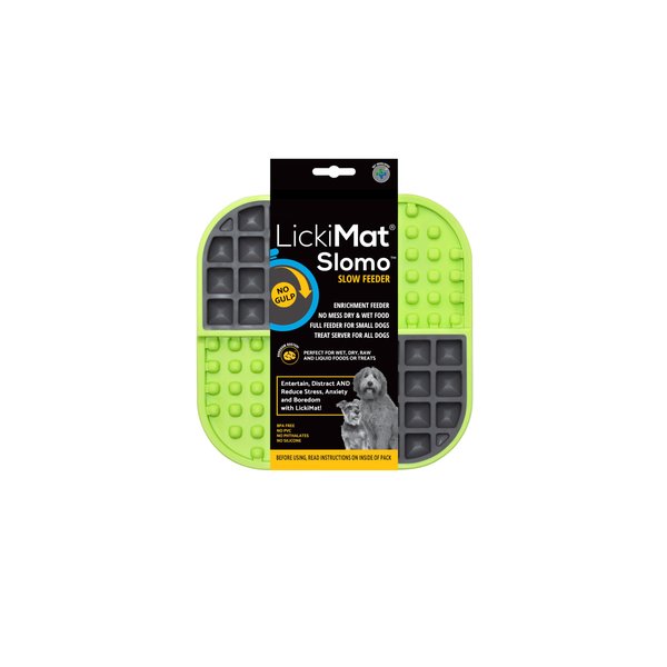 LickiMat Slomo, Dog Slow Feeders Lick Mat, Boredom Anxiety Reducer; Perfect for Food, Treats, Yogurt, or Peanut Butter. Fun Alternative to a Slow Feed Dog Bowl, Green