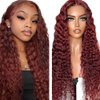 #33 Reddish Brown Water Wave Lace Front Wigs Human Hair 12 Inch 4X1 Hd Transparent Lace Closure Wig Pre Plucked With Baby Hair Glueless Brazilian Virgin Hair Chestnut Brown Wig For Black Women