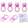 Plastic Tattoo Ink Ring Cups with Sponge Ink Cups, 50 Pack Portable Microblading Glue Ink Ring Pigment Caps, Permanent Makeup Tattoo Eyelash Eyebrow Extensions Tool (Pink)