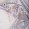YERTTER 3Pcs Bride Crystal Hair Pins Wedding Hair Pins Decorative Rhinestones Crystal Bridal Bun Clip Accessories for Brides and Bridesmaids (Rose Gold)