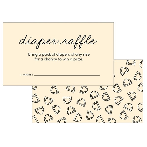 Lil' Labels Diaper Raffle Tickets, Enter to Win Drawing Baby Shower Game, Gender Reveal Party Prize, Made in the USA, 3.5 x 2 - Pack of 50 (Cream Color, Small)