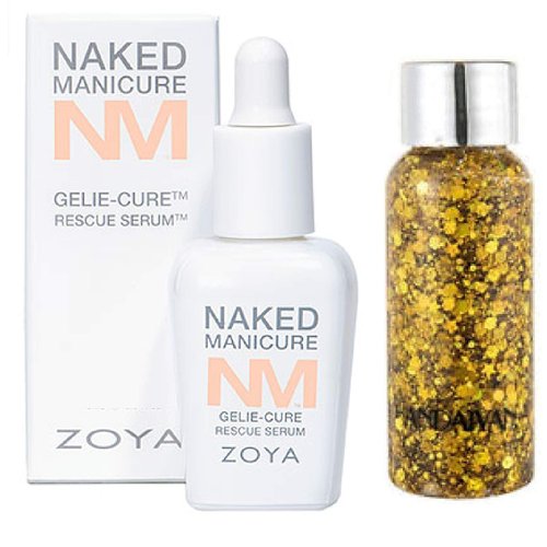 NM Naked Manicure GELIE-CURE Nail Polish Treatments, Repair Rescue Base Serum (w/ Glitter) (RESCUE SERUM - 0.25 ounce)