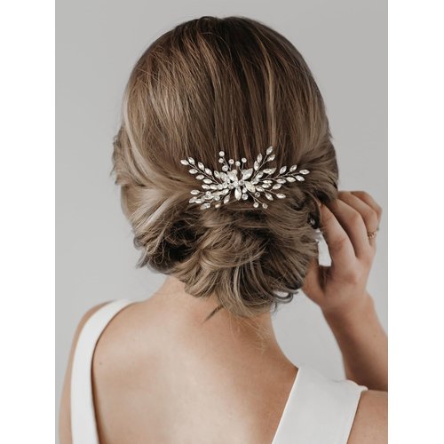 SWEETV Bride Silver Wedding Hair Comb Crystal Hair Accessories with Rhinestone Bridal Hair Clip Sparkly Hair Piece Gem Hair Accessories for Women and Girls