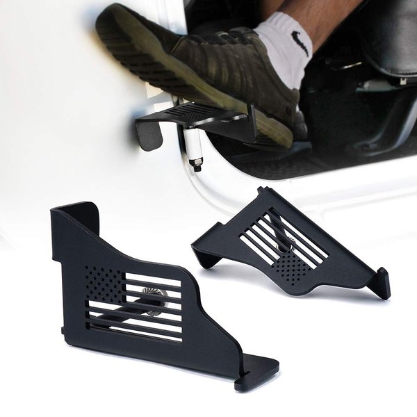 Xprite Foot Pegs Compatible with 2007-2018 Jeep Wrangler JK 2 Door JKU 4 Door, Exterior Door Off Steel Rest Pedal JK Foot Accessories (U.S. Flag Style), Set of 2