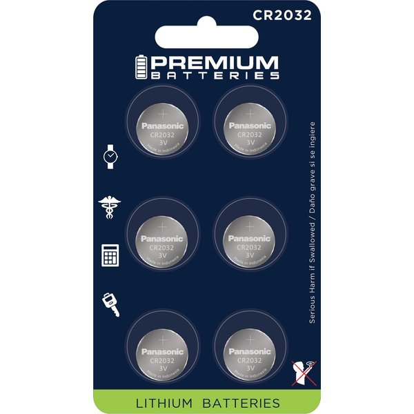 Premium CR2032 Battery 3V Lithium Coin Cell - Japanese Engineered High Capacity Batteries (6 Pack)