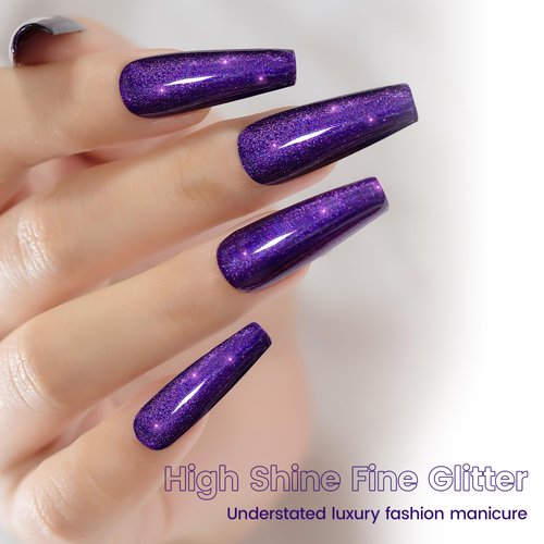 YTD Likomey Gel Nail Polish,15ml Vintage Purple Glitter Soak Off UV Nail Gel Varnish,Shimmer Shiny Sparkly Salon Home DIY Manicure,SF404