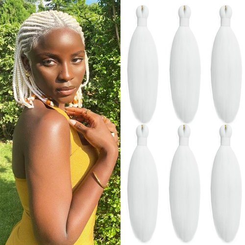 White Braiding Hair Pre Stretched Kanekalon Knotless Prestretched Braiding Hair 16 inch Colored Hair Extensions for Braiding Pre Stretched Micro Braids Itch Free Yaki Short Braiding Hair