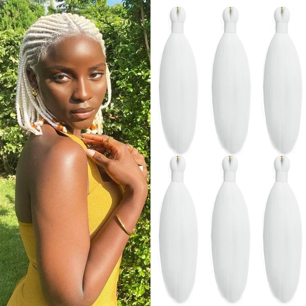 White Braiding Hair Pre Stretched Kanekalon Knotless Prestretched Braiding Hair 16 inch Colored Hair Extensions for Braiding Pre Stretched Micro Braids Itch Free Yaki Short Braiding Hair
