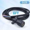 BHTOP 8ft 7-Way Trailer Plug Cord Wiring Harness [7-Pin Trailer Wire Cable] [Brake & Light Control] [10-14AWG] 7 Prong Trailer Light Cord Wiring Connector for RV