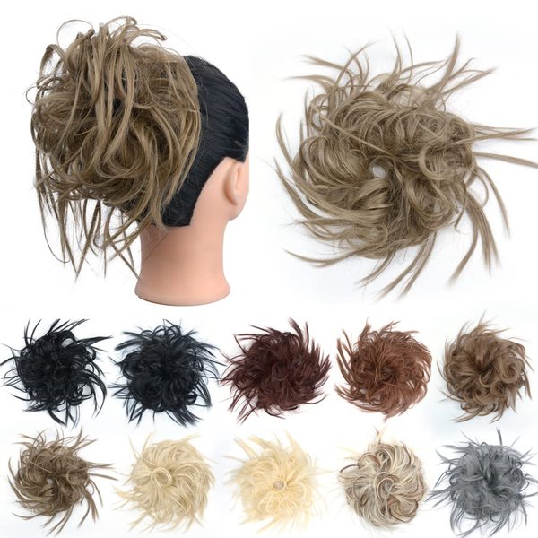 Yinmei Baibian Messy Bun Hair Piece Synthetic Curly Wavy Scrunchies Hairpiece with Elastic Rubber Band Hair Extensions for Women Girls Thick Ponytail Hair Accessories(86/10#)