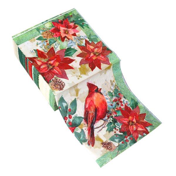 Iconikal Disposable Paper Dinner Party Napkins, Cardinal Poinsettia, 75-Count