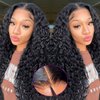 Urgirl Wear and Go Glueless Wigs Human Hair Pre Plucked Pre Cut Water Wave Lace Front Wigs Human Hair for Black Women 13x4 HD Lace Closure Human Hair Wigs 200 Density Deep Curly Lace Frontal Wigs