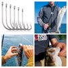 Saltwater Fishing Hooks- 45pcs Stainless Steel Hooks O'Shaughnessy Forged Long Straight Shank J Fishing Hook Extra Strong for Saltwater Freshwater Fishing Size 1/0-10/0