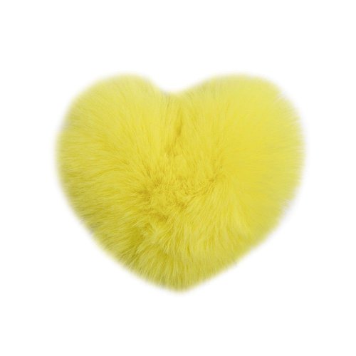 surell Faux Rex Fur Heart Shaped Hair Tie - Cute and Trendy Hair Accessory - Fashionable Fake Fur Hair Tie for All Hair Types - Fun Hair Jewelry (Yellow)