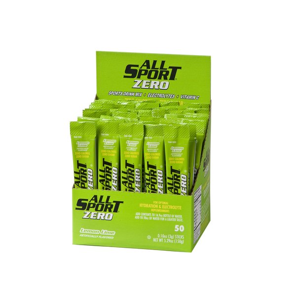 All Sport Powder Hydration Sticks | Zero Calorie | Performance Electrolyte Drink Mix | Sugar Free | 2x Potassium | Lemon Lime | 0.1 Ounce (Pack of 50)