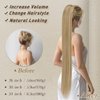 BARSDAR Drawstring Ponytail Extension - 34 Inch Long Straight Blonde Ponytail Hair Extensions Synthetic Fake Pony Tails Hairpieces Clip in Ponytail for Women Girls Daily- Light Ash Blonde Mixed