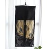 RJMBMUP 1 Pack Hair Extension Satin Storage Bag with Hanger Wig Holder Bundles Hairpieces Ponytail Wig Style Hair Travel Black Color