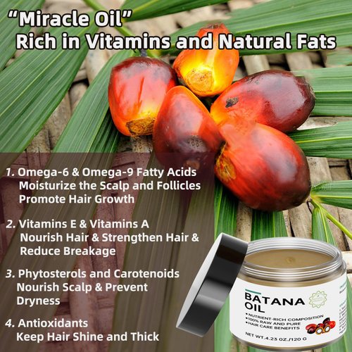 Batana Oil for Hair Growth,100% Natural Raw, Pure, Organic Dr. Sebi Batana Oil Sourced from Honduras, Hair Oil Prevent Hair Loss, Moisturize Scalp, Restore Dry Damanged Hair 4.23 OZ