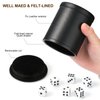 Hloyacc Felt Lined Dice Cup PU Leather Set, Quiet Shaker for Dice Board Family Games Yahtzee Farkle, Set of Six 16mm Rolling Dice Included