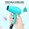 Portable Travel Hair Dryer, Mini Lightweight Dual Voltage Blow Dryer 1200W with Folding Handle, with One Concentrator (Blue)