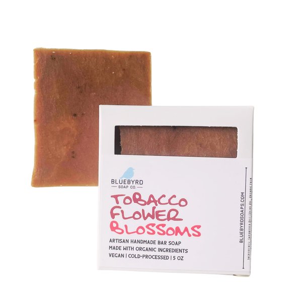 Bluebyrd Soap Co. Tobacco Flower Blossom Bar Soap | Natural Organic Soap Ingredients | Vegan, Non-Gmo, Chemical Free Calendula Soap | Gentle Cleansing for Sensitive Skin (Blossom)