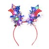 Sinalty 4th of July Light up Independence Day headbands LED Patriotic Party Hair Band White Blue Red Hair Accessories National Memorial Day Party Favors for Women and Girls