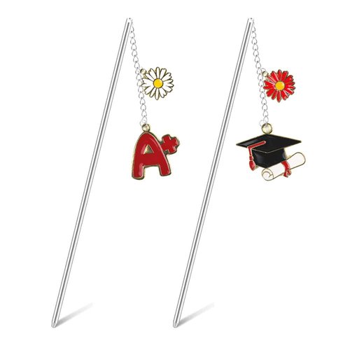 2pcs Graduation Theme Hair Sticks Celebrate Graduation Hairpin Hair Comb Cute Tassel Pendant Hair Updo Accessories MGPFERD